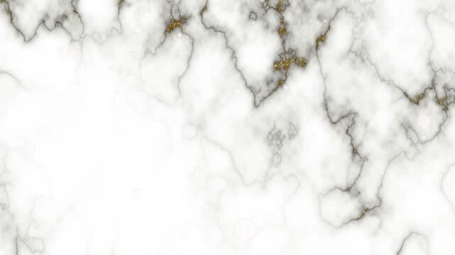 Marble surface with white background and grey and gold veins pattern close-up
