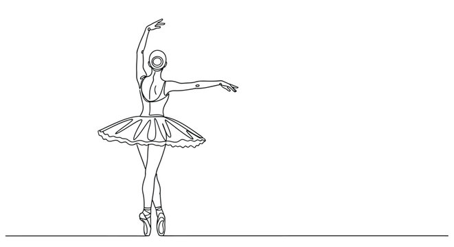 Minimalist single line art of a ballerina from the back view with ballerina