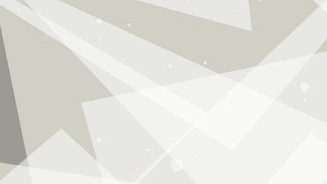 Geometric shapes overlap in abstract composition with various white and gray polygons