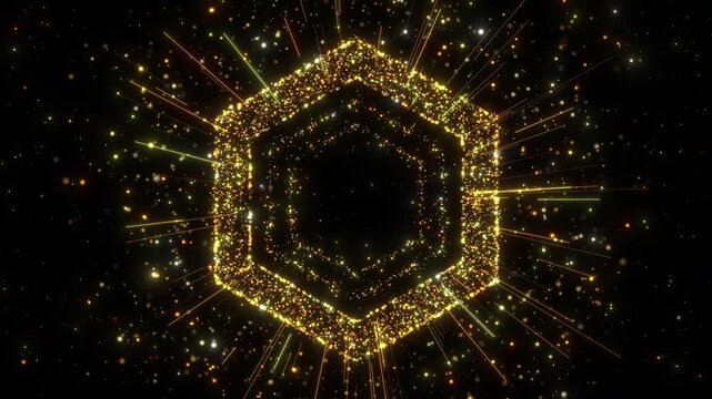 glitter hexagon line gold background animation backdrop