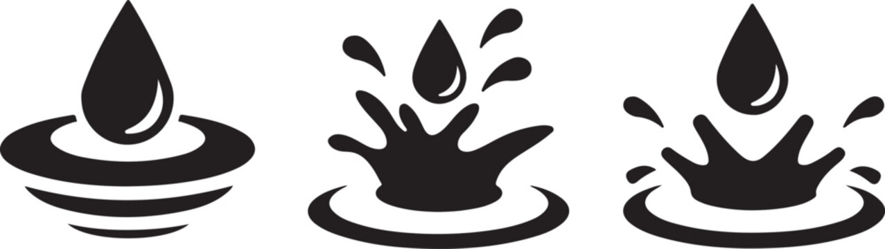 Water droplets falling into a circular wave splash illustration Vector