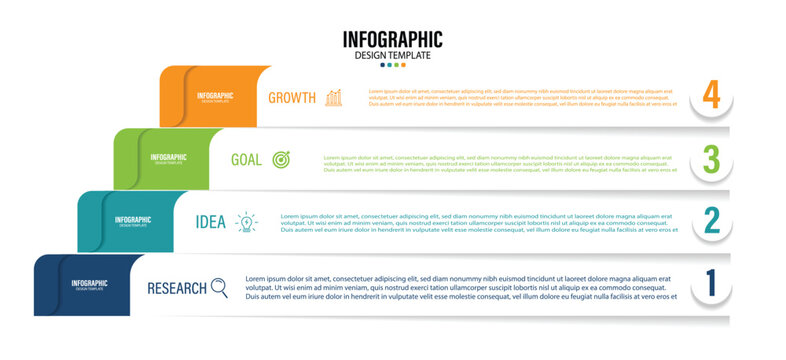 Presentation business infographic template vector. Four section infographic diagram. Steps business data visualization timeline process infographic template design with icons. Vector illustration.
