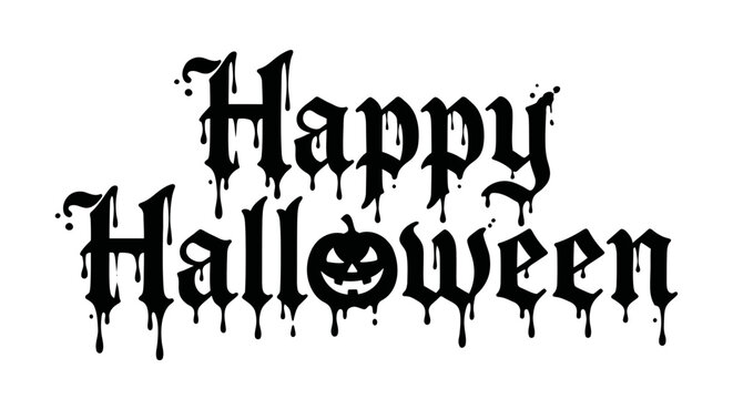 Happy halloween text with dripping blood effect