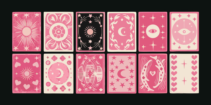 tarot card backs collection pink and black illustration