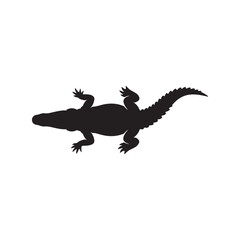 Fototapeta premium Top view alligator silhouette vector flat illustration design.Adobe Illustrator Artwork