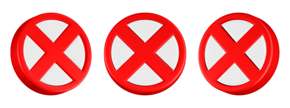 stop / forbidden icon, 3D render, red color