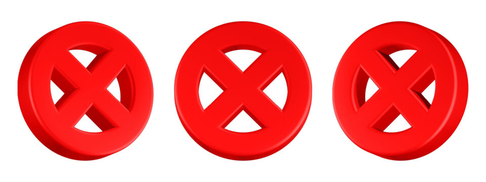 stop / forbidden icon, 3D render, red color