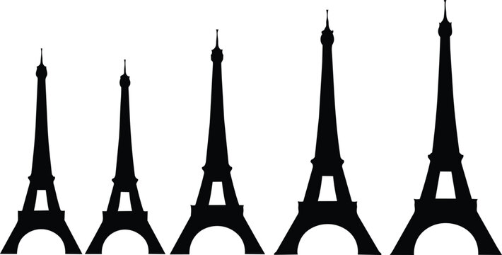 Eiffel Tower Silhouette Set for Paris Travel Branding and Design