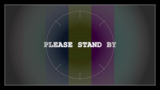 Please Stand By message displayed on an old retro television test pattern