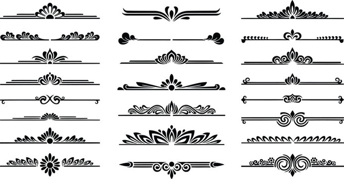 Set of decorative dividers and borders for text, invitations, and page design