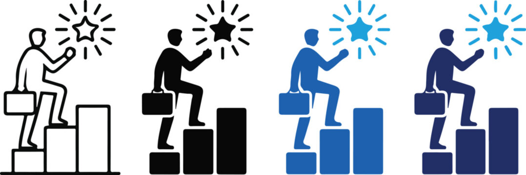 career icon set multiple style collection