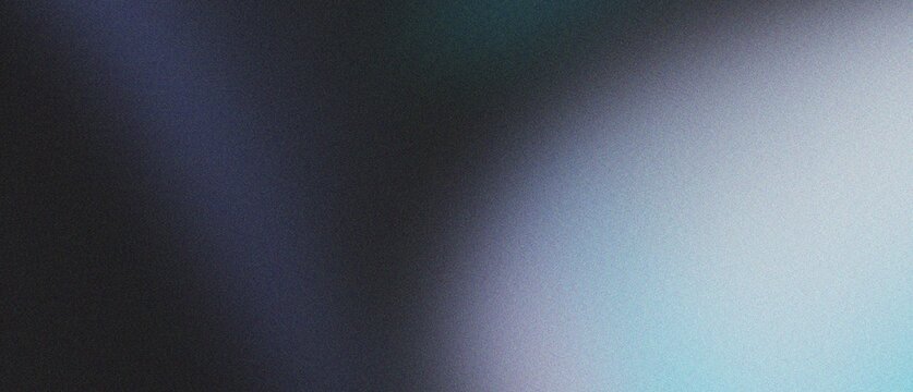 Cool blue light leak on grainy dark background with soft gradient transitions for minimalist graphic design and moody cinematic visual presentations.