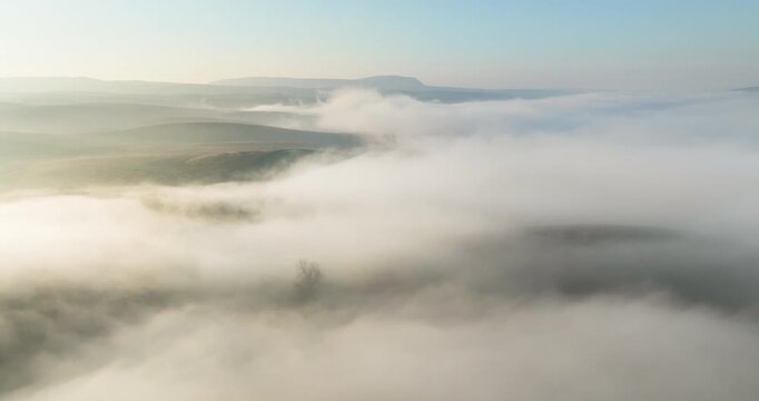 Fog covered Ribblesdale in Yorkshire Dales