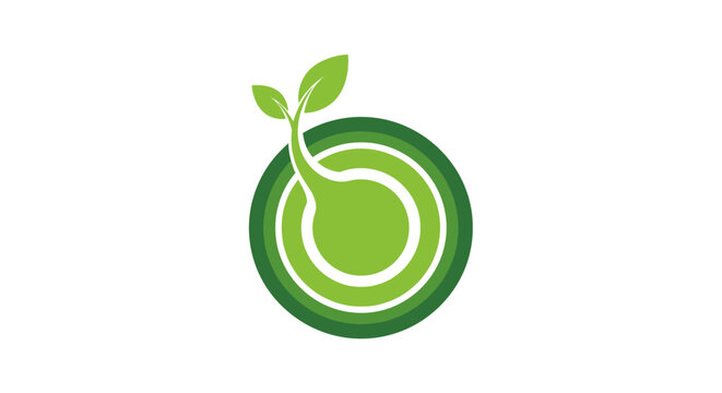 Green eco friendly logo with leaf.