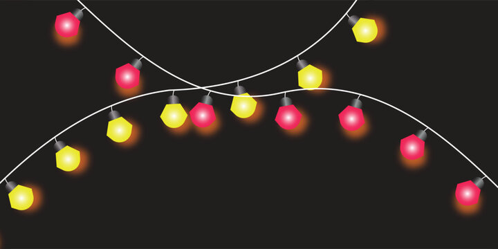 Colorful string lights with red and yellow bulbs
