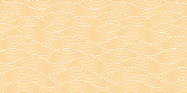 Yellow instant noodle, pasta and spaghetti texture with geometric wavy lines. Ramen, pasta vector pattern. Background abstract food illustration