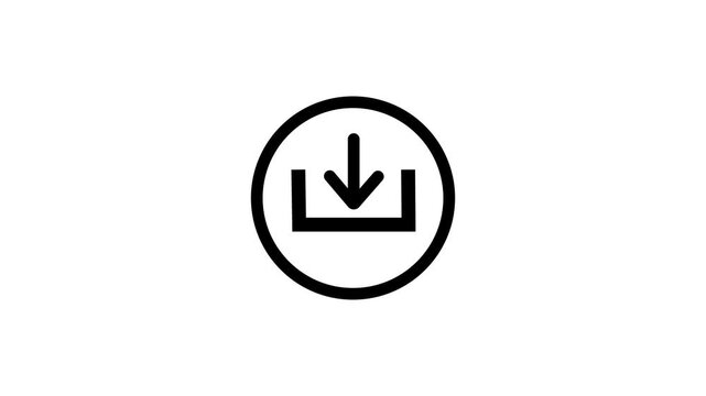 Download icon animation isolated on white background, downloading icon inside a circle with animated arrow, modern download button icon, directional arrow symbol, clean minimal UI style.
