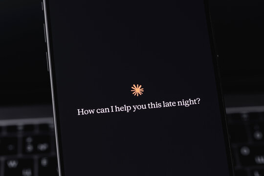 Claude AI by Anthropic mobile logo app on a screen smartphone iPhone. Claude is a family of large language models developed by Anthropic. Batumi, Georgia - March 25, 2026