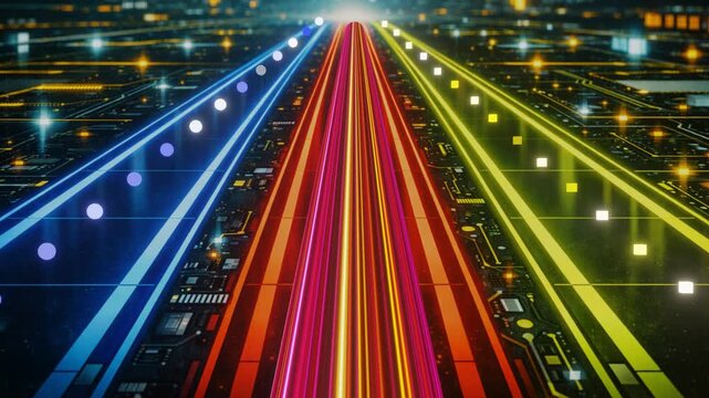 10 seconds big data electronic information highway  animation screensaver motion graphic visualizer  hd video info technology futuristic