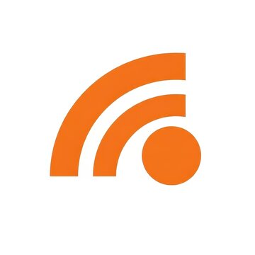 Orange rss feed icon on white background