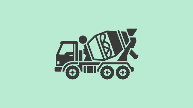 Flat Design Cement Mixer Truck Icon Vector Illustration