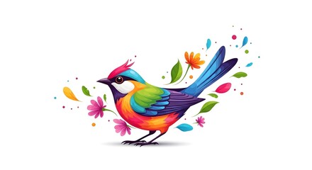 Fototapeta premium Colorful Bird Illustration with Artistic Splash Effects.