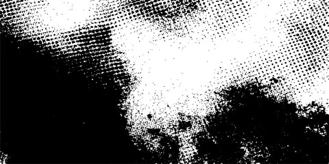 Abstract grunge halftone background vector design featuring black ink splats and spray paint texture elements with a decorative graffiti silhouette © hossain