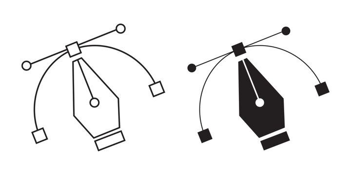 Pen Tool Icon Vector Design, Graphic Design Editing Symbol, B&eacute;zier Curve Tool Illustration for Creative Software