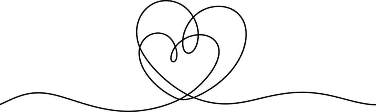 Continuous single line drawing of two hearts intertwined as a symbol of love and romance for valentine day or wedding celebration graphic design Vector, illustration