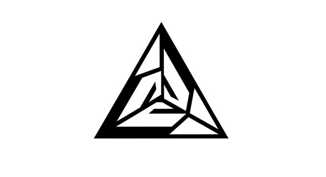 Abstract Geometric Triangle Symbol, Celtic Knot Style Logo Isolated White Background