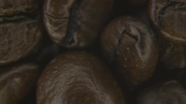 Macro Rotation of Coffee Bean Texture Background.