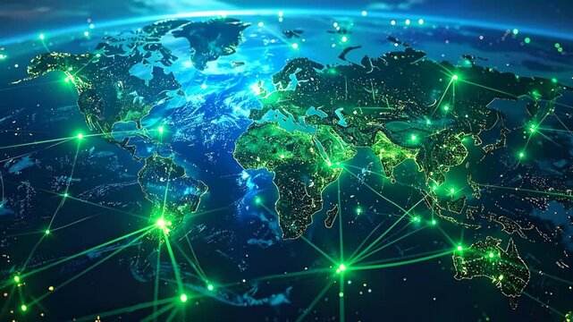 Global Digital Network Connectivity Earth with Bright Data Lines.