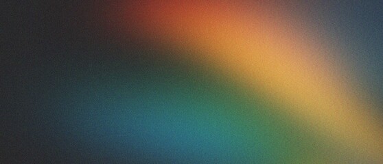 Rainbow gradient with dark background, abstract light effect, vibrant colors, grainy texture, cosmic nebula concept, digital art. © visionart