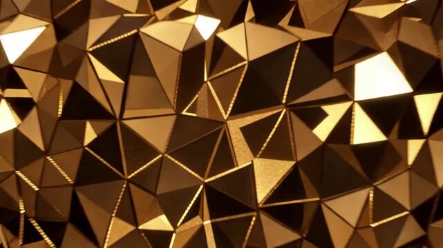 Abstract geometric background with golden triangle pattern Gold abstract background rays