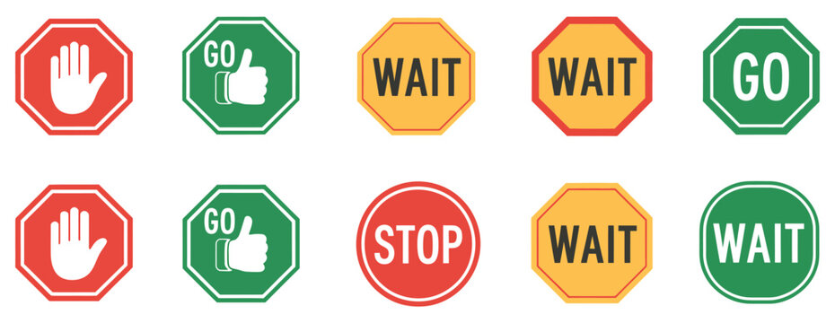 Stop wait and go traffic sign icon featuring red yellow and green signal lights for traffic control public safety road signage and transportation project management design
