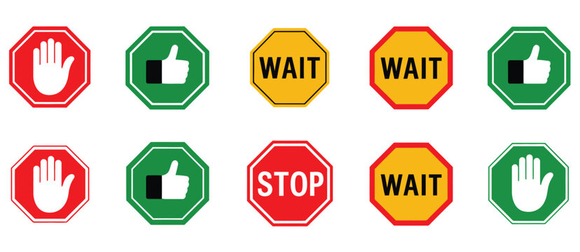 Stop wait and go traffic sign icon featuring red yellow and green signal lights for traffic control public safety road signage and transportation project management design