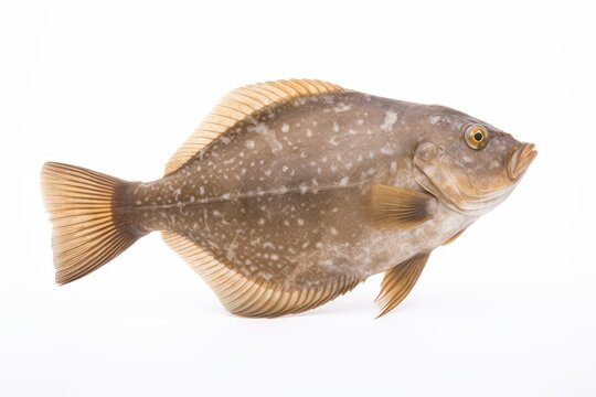 Fresh turbot fish showing its unique flat shape and spotted skin