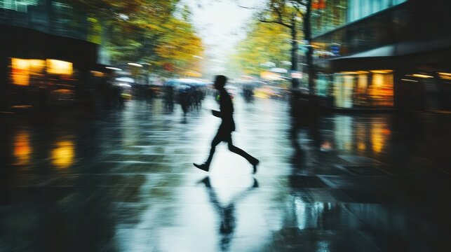 Running in the city rain