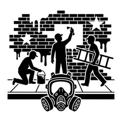 Street mural artists with brick wall illustration © PureVectorArts