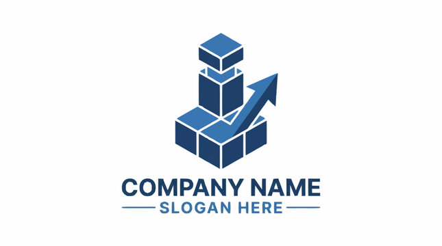Abstract 3D Cubes with Upward Arrow Logo Design.