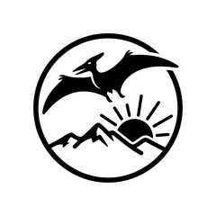 Flying pterodactyl dinosaur silhouette © PixelCraftGallery