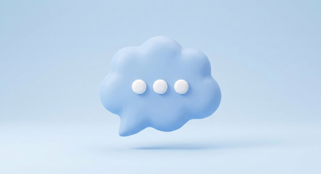 3D Pastel Blue Cloud Speech Bubble Chat Icon