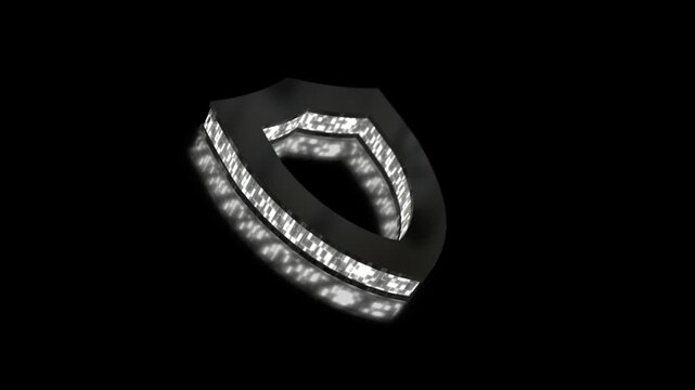 Animated white color 3d data protection cyber security shield hi tech design black technology background