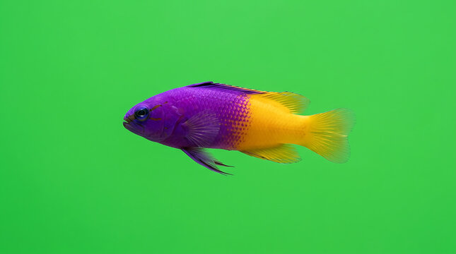 Vibrant Two-Toned Damselfish Swimming in Clear Blue Waters