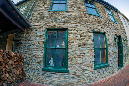 HARPERS FERRY, WEST VIRGINIA, USA-SEPTEMBER 3, 2018: A historic town in Jefferson County at the confluence of the Potomac and Shenandoah rivers.Known for John Brown's raid in 1859.Historic buildings.