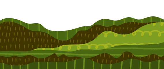 Field agriculture rice and tea background pattern with collage farm abstract. © Alyona_Uvarova