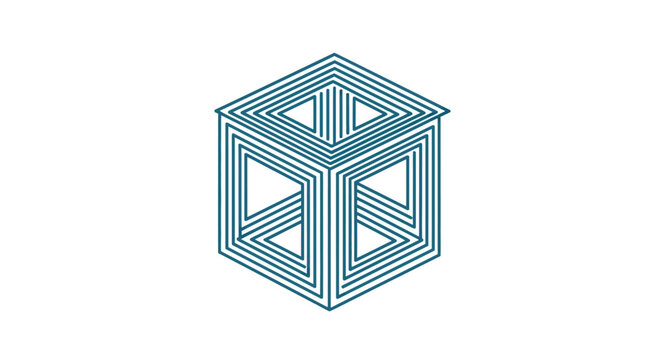 Optical illusion of a 3D cube.