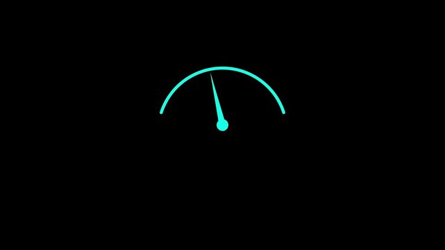 Speed miter icon animated on a black background. Energy or fuel level meter dial gage icon shown minimum and maximum value 4k video animation
