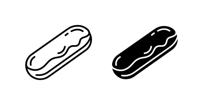 Eclair Icons, Pastry Vector Graphics, Sweet Dessert Symbols, Food Illustrations