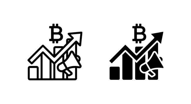 Bitcoin Growth Chart Icons, Crypto Market Analysis, Digital Finance Trends
